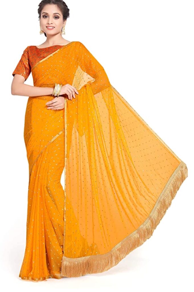 Jacquard Georgette Saree Yellow