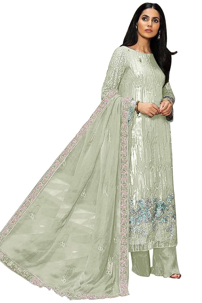 Georgette Embroidered Salwar Suit Green