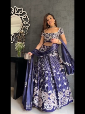 Blue Color Sequence Embroidery Lehenga Choli