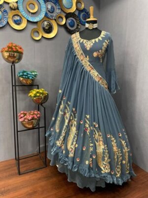 Georgette Embroidery Work Designer Party Wear Gown