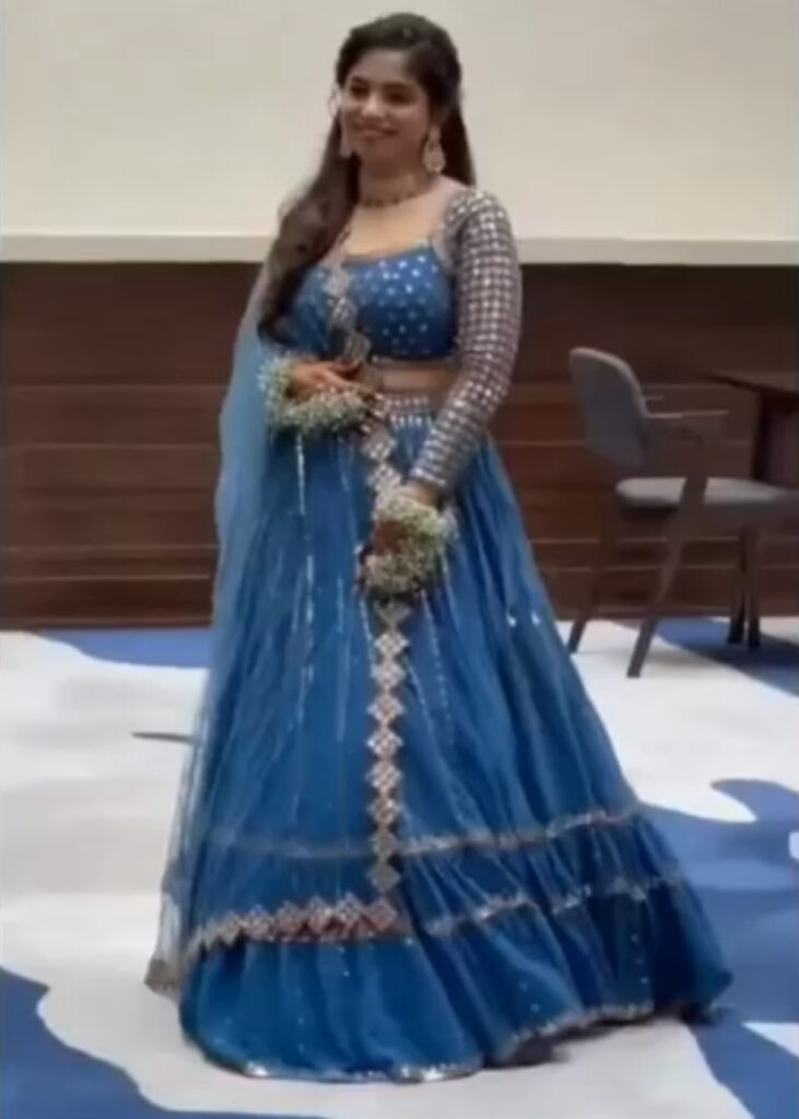 Blue sequins embroidery Lehenga