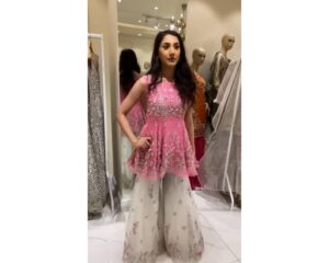 Pink White Sharara Suit