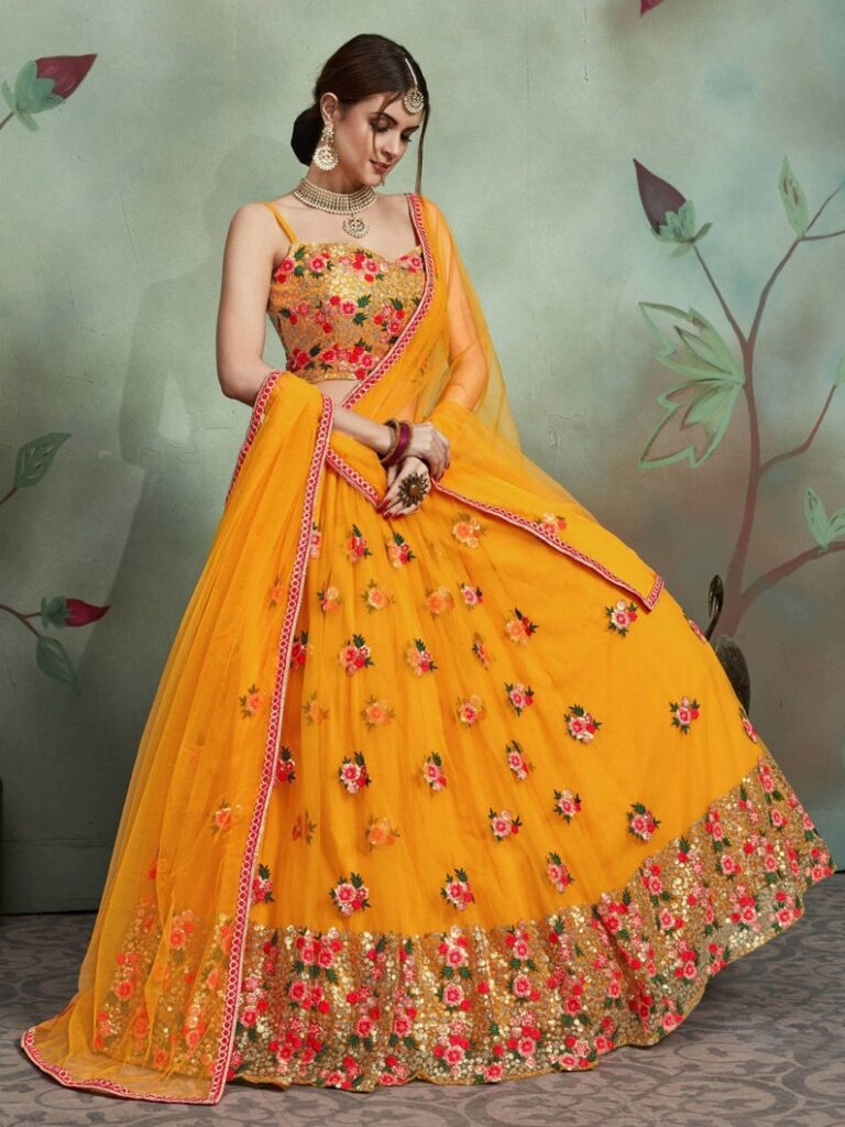 Embroidered Semi Stitched Lehenga Choli With Dupatta