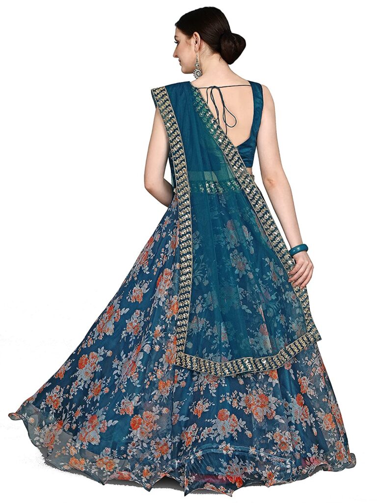 Organza Printed and Jari Sequence Work Lehenga Choli