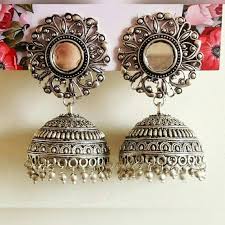 Oxidized Silver Jhumkas Earring