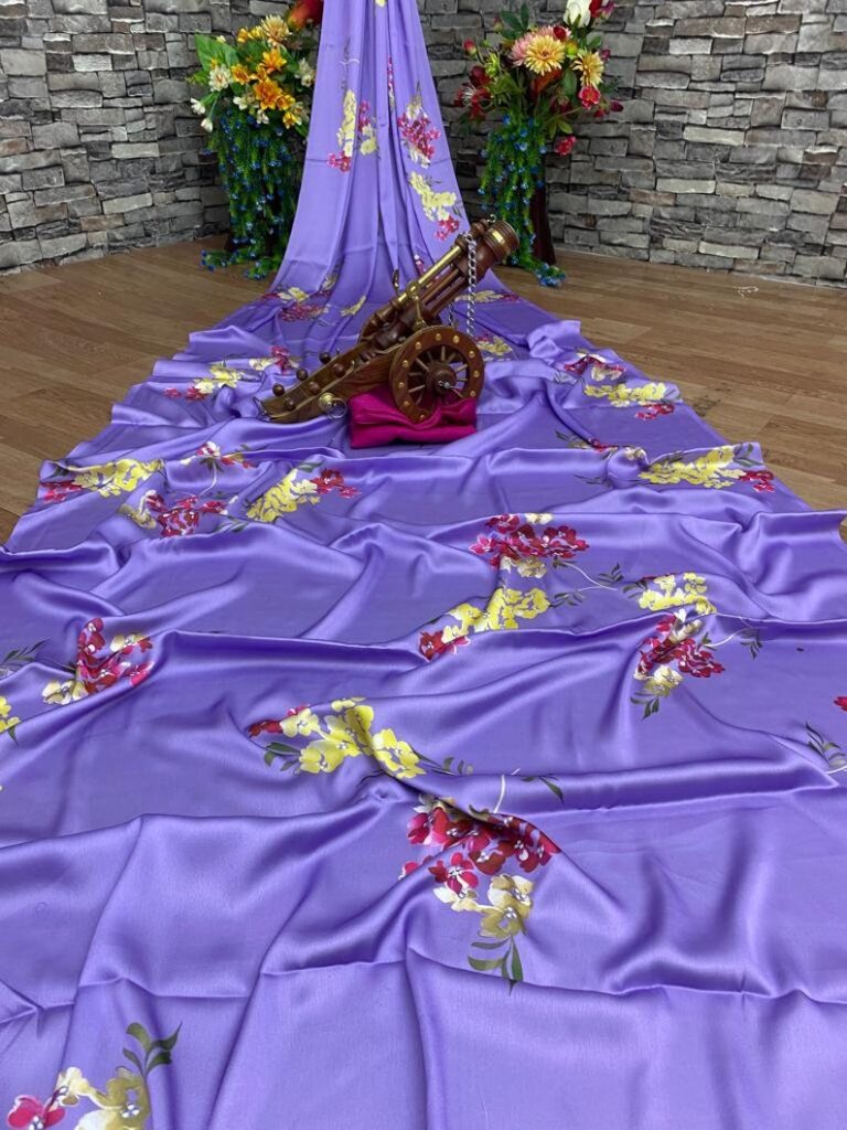 Levender Designer Satin Silk Beautiful Saree