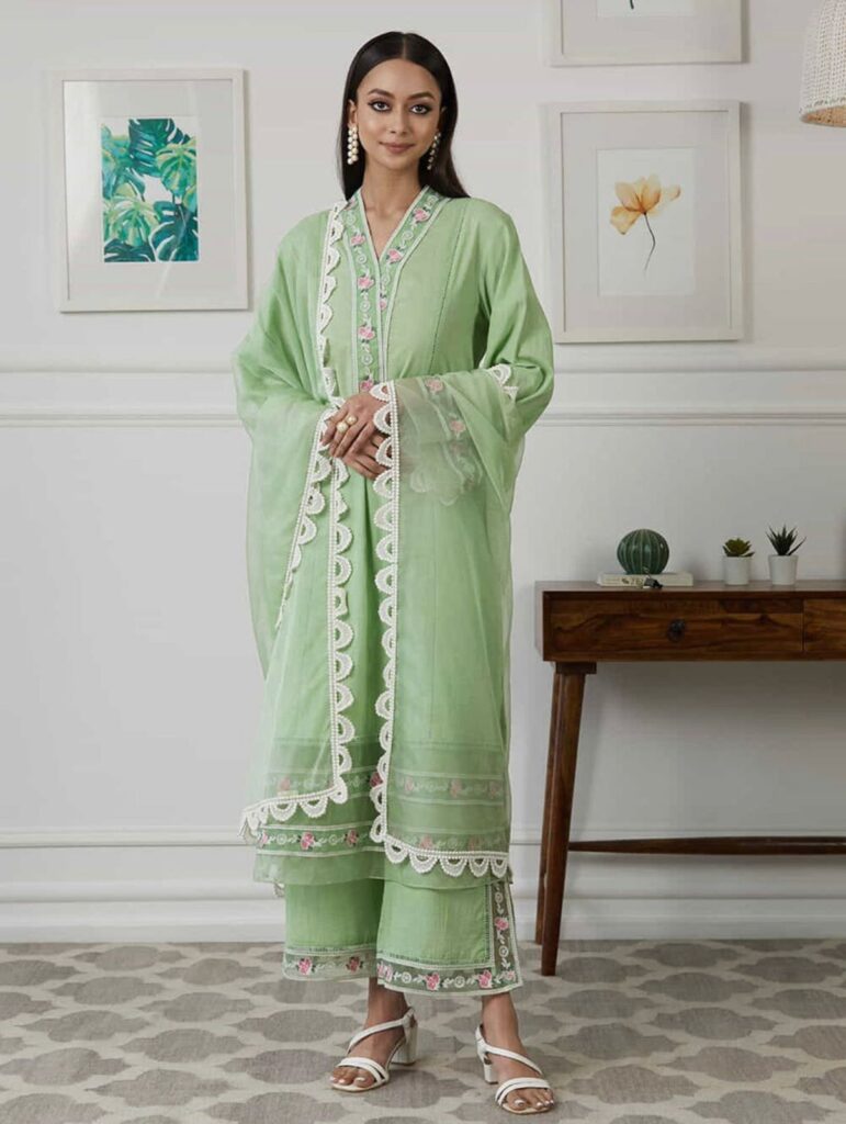 Fancy Embroidery Cut Border Work Designer Party Wear Palazzo Suit