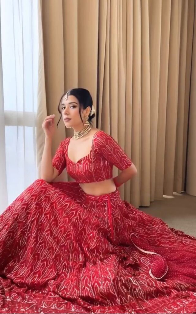 Red Georgette Lehenga Choli With Heavy Embroidery Sequence Work