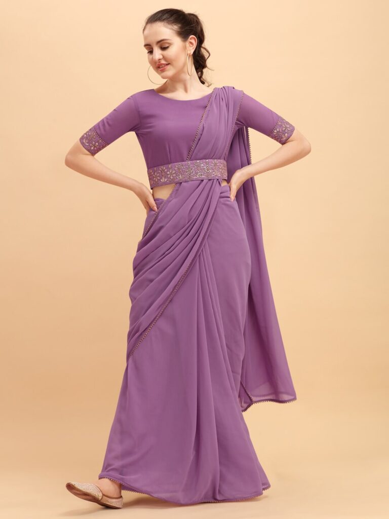Solid Bollywood Georgette Saree with belt