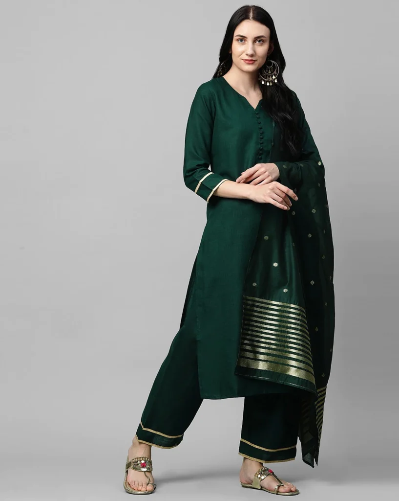 Cotton Plain Kurti Bottom With Designer Dupatta