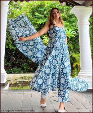 Digital Print Blue Colour Gown