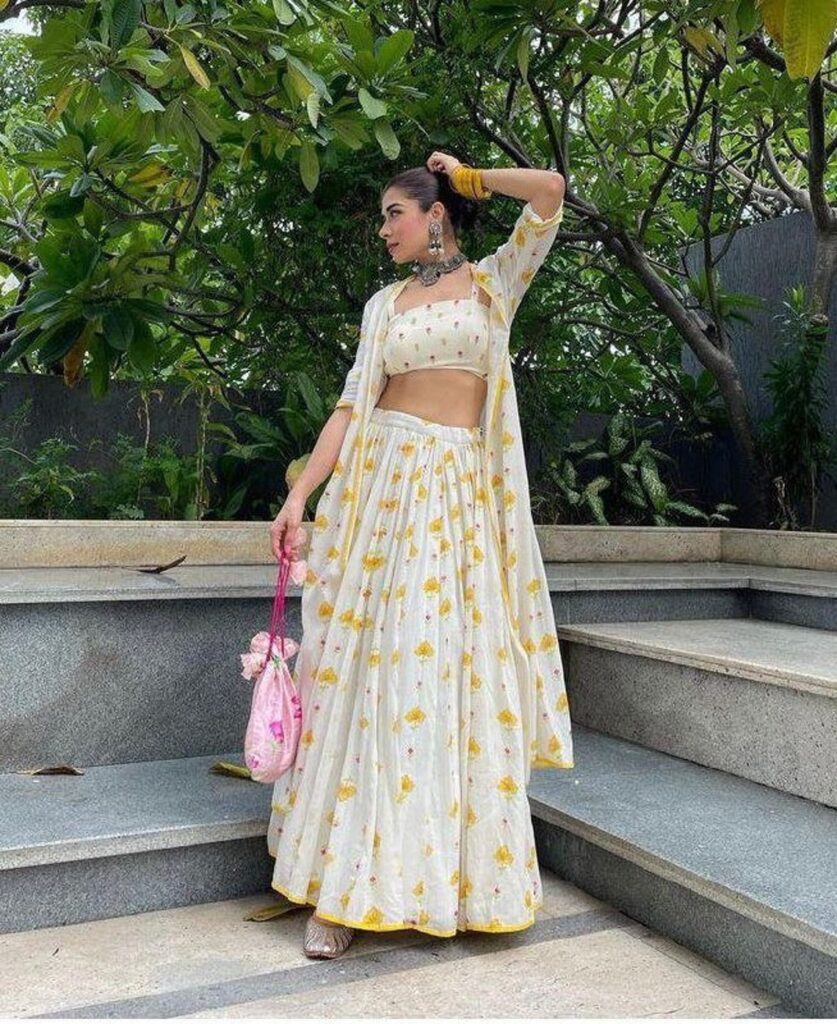 Georgette Digital Print Lehanga Choli With Shrug
