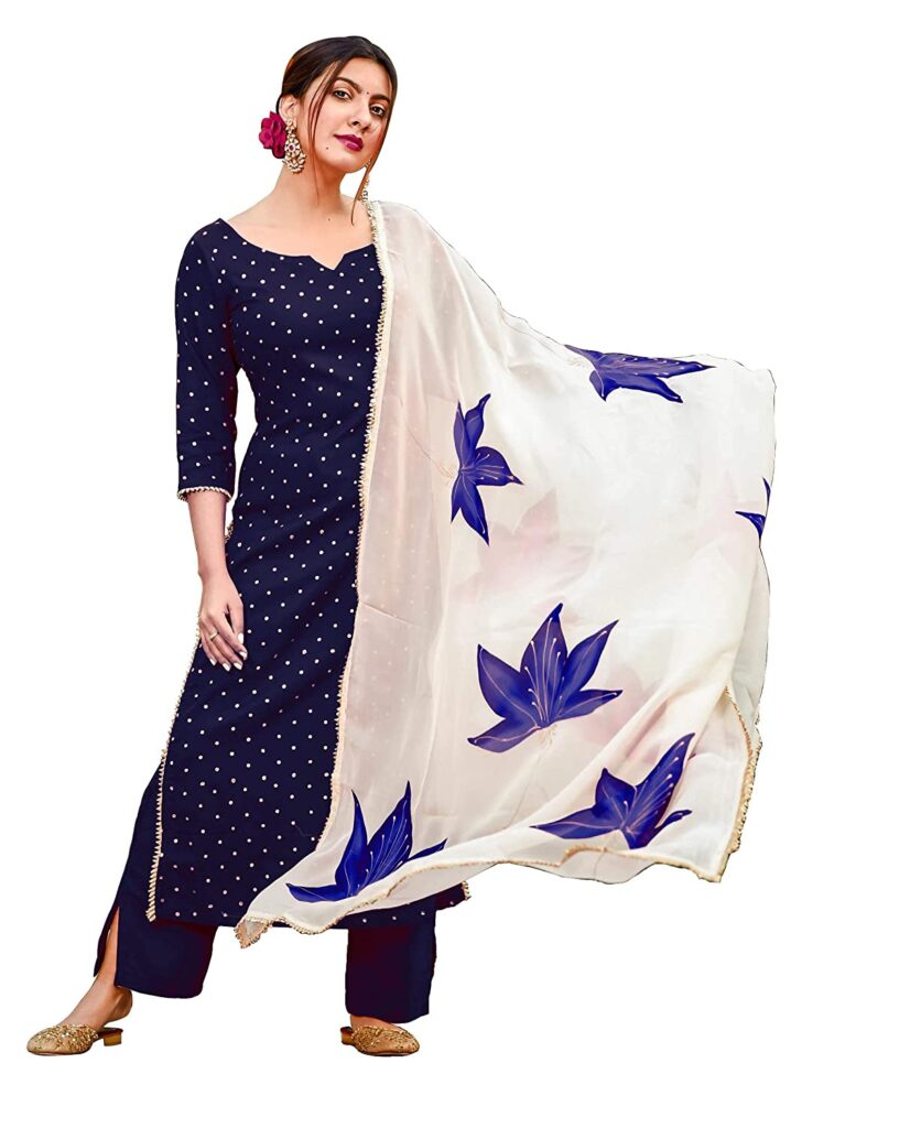 Gold Printed Cotton Kurta Palazzo duptta Set